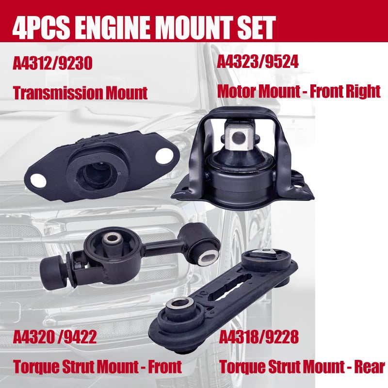 PATEWIN Engine Motor Mount Compatible with 2009-2014 Nissan Cube&2007-2012 Nissan Versa 1.8L A4312 A4318 A4320 A4323 - Image 3